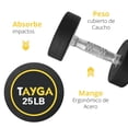 thumbnail image 2 of Par de Mancuernas Redondas Tayga 25LB de Acero y Caucho, 2 of 4