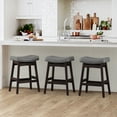 thumbnail image 5 of LUE BONA Saddle Seat Counter Height Bar Stools Set of 3 for Kitchen, Dining, 24in, Dark Gray-Faux Leather, 5 of 9