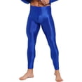 thumbnail image 1 of iefiel Leggings de Sport Brillants pour Hommes, Yoga, Course, Compression, Bleu m, 1 of 5