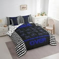 thumbnail image 3 of Erosebridal Blue Black Gameped Bedding Sets Queen Size,Game Over Print Comforter Sets with Sheets,Black White Stripes Bed in a Bag Queen Size For Youth, Microfiber Bedroom Decor Reversible,7-Piece, 3 of 6
