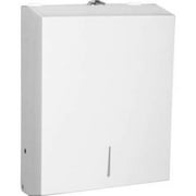 Angle View: Genuine Joe C-Fold/Multi-fold Towel Dispenser Cabinet C Fold, Multifold Dispenser - 13.5" Height x 11" Width x 4.3" Depth - Stainless Steel - White