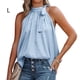 thumbnail image 5 of Qarigey Blusa sin mangas estampada, camisa, cumpleaños, boda, vacaciones, fiesta, Club, playa, vacaciones, oficina, viajes, ropa de verano Prendas para la parte del cuerpo Azul L Qarigey AP011046-11, 5 of 5