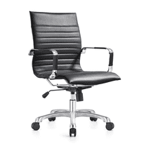 LeisureMod Harris Modern Adjustable Swivel Leather Task Office Chair with Tilt and Ergonomic Design, Black