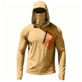 thumbnail image 6 of Nestiefly Fishing Shirts For Men Long Sleeve Sun Hoodies With Face Mask Uv Protection Cooling Hooded Rash Guard Shirt Khaki M, 6 of 7