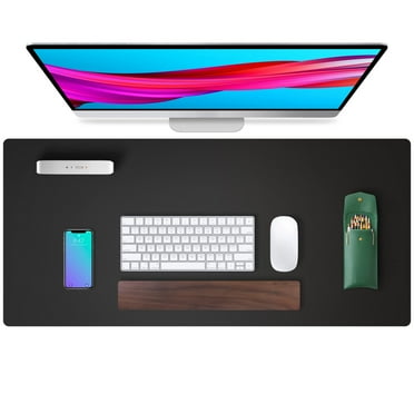 WUSI Leather Desk Pad,Mouse Pad,Office Desk Mat, Non-Slip PU Leather Desk Blotter,Laptop Desk Pad,Waterproof Desk Writing Pad for Office and Home (Black,31.5" x 15.7")