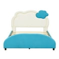 thumbnail image 6 of DreamBuck Upholstered Platform Bed, Full Size Velvet Fabric Wood Bed Frame with Cloud-Shaped Headboard and Light Stripe, Cute Bed Frame for Bedroom, Dorm, Full Bed Frame for Boys, Girls, Blue, 6 of 9
