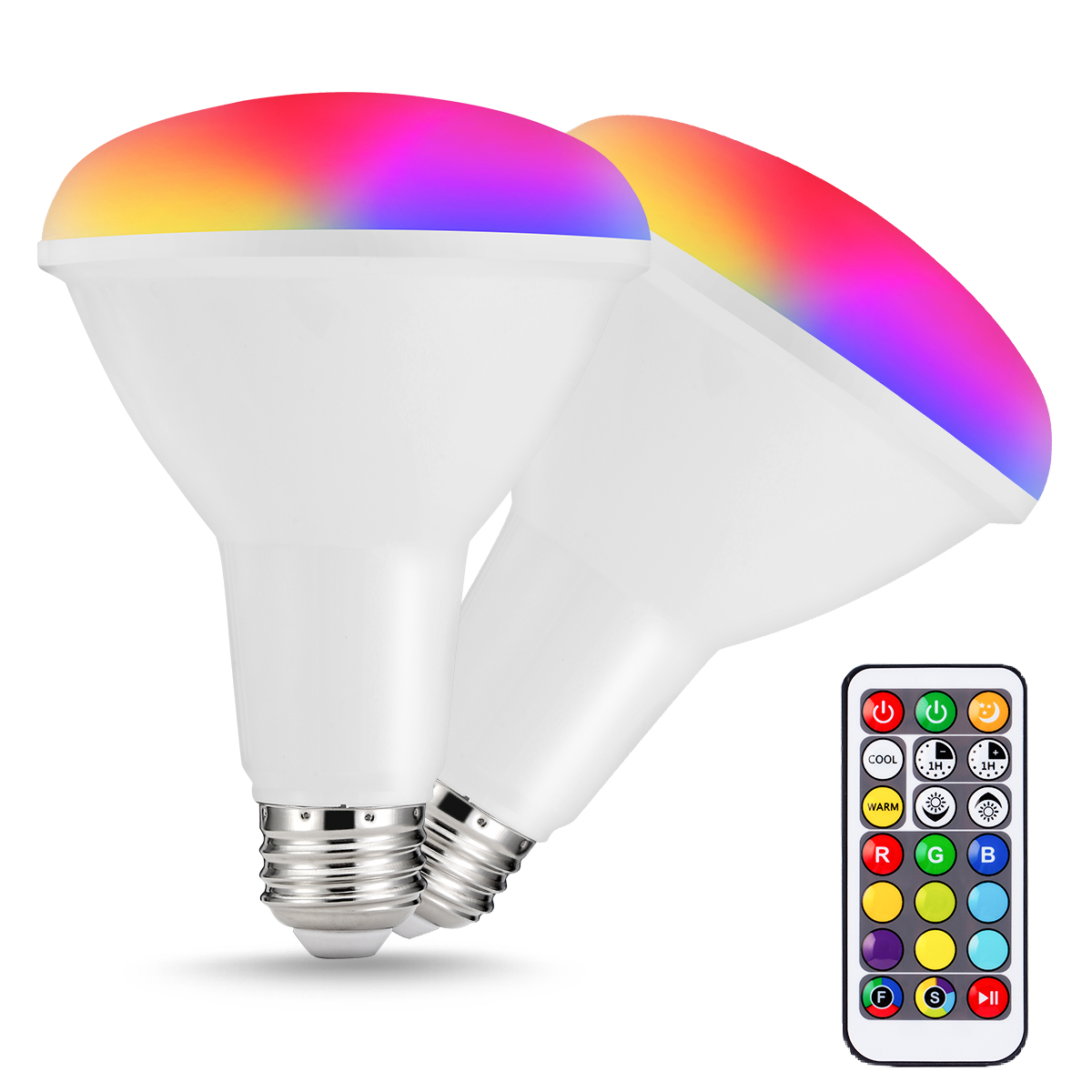 Dimmable BR30 Color Changing Light Bulbs, Remote Control RGBCW 2700K