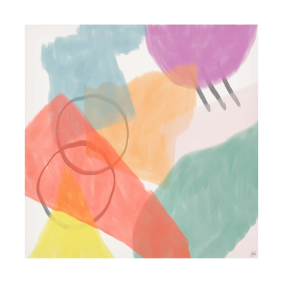 Canvas Wall Art - Line and Brush 'Watercolor Shapes 1' Wall Art for Living Room, Bedroom, or Office Décor by Trademark Fine Art - 14 x 14 Inches