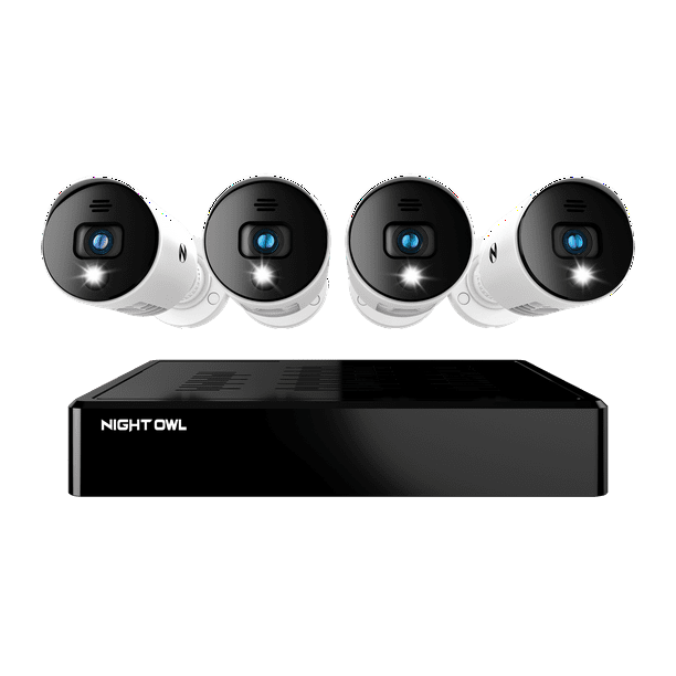 handboeien Gedachte cafe Night Owl Security Camera System CCTV, 8 Channel Bluetooth DVR with 1TB  Hard Drive, 4 Wired 1080p HD Spotlight Surveillance Bullet Cameras, Audio  Enabled Indoor Outdoor Cameras with Night Vision - Walmart.com