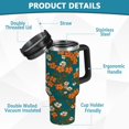 thumbnail image 4 of 40oz insulated car cup with handle and straw suitable for all ages Stainless steel vacuum insulated cup. Orange Peach Blossom, 4 of 10