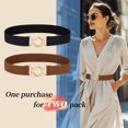 thumbnail image 6 of Timarkment 2pcs Women Elastic Skinny Belt for Dresses Stretch Belt Golden Buckle Coffee Black Belt for Women Ladies Belts, 6 of 7