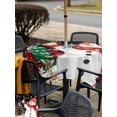 thumbnail image 4 of Outdoor Tablecloth with Umbrella Hole and Zipper, Black Snowman Christmas Square Table Cloth 60x60 Inch Waterproof Tablecloth, Snowflake Xmas Tree Winter Elk Picnic Table Cover for Patio Camping, 4 of 7