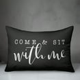 thumbnail image 2 of Creative Products Come & Sit With Me Bold Script Black and White 14x20 Indoor / Outdoor Pillow, 2 of 2