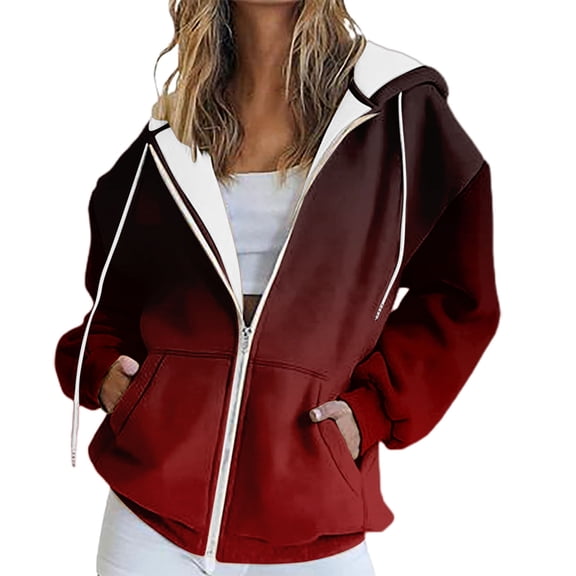 ManxiVoo Women's Oversized Pocket Zipper Hooded Jacket Long Sleeve Track Style Casual Top L Size Black