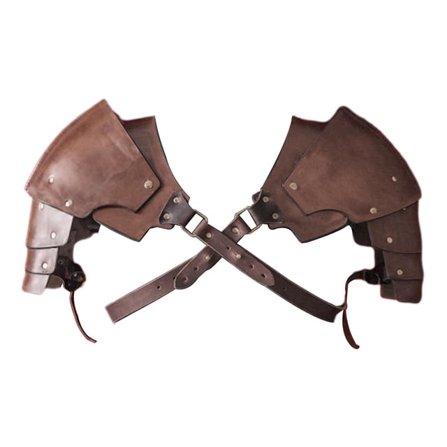 PU Leather Medieval Shoulder Pauldron Adjustable Buckle Pirate Body Chest Brown