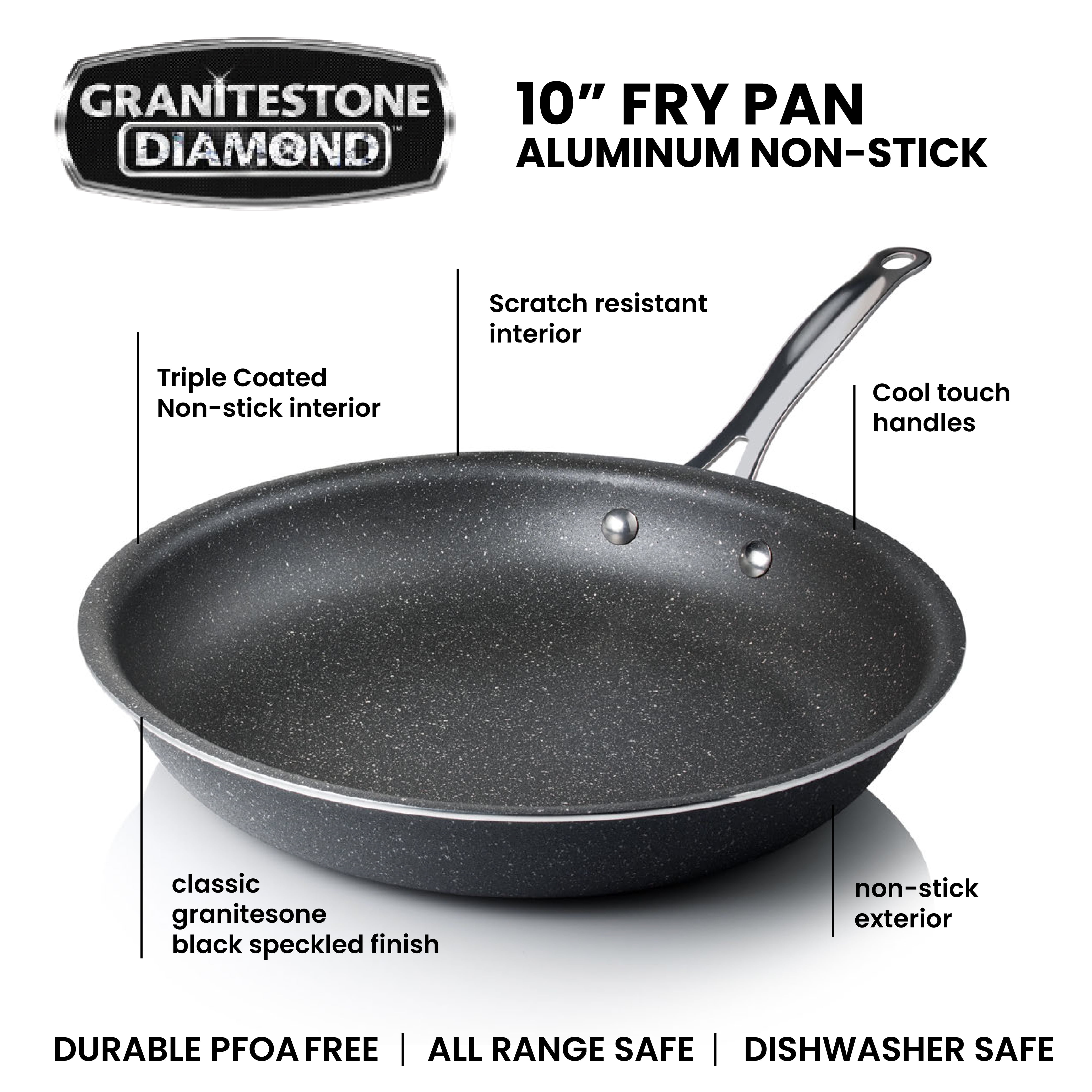 Granitestone Nonstick Fry Pan Ultra Durable Nonstick Skillet PFOA Free Oven  Dishwasher Safe 10 inch