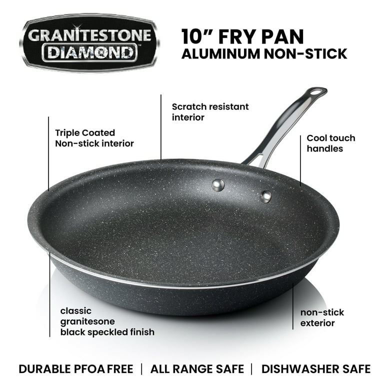Granitestone Nonstick Frying Pan 10 inch Frying Pan Nonstick Pan, Red