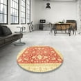 thumbnail image 4 of Ahgly Company Machine Washable Indoor Round Abstract Bright Orange Area Rugs, 8' Round, 4 of 7