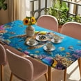 thumbnail image 3 of Funny Diving Tiger Table Cloths for 6 Foot Rectangle Tables, Ocean Sea Coastal Coral Fish Marine Life Patio Waterproof Elastic Fitted Tablecloths, Washable Rectangular Table Cover for Camping, 3 of 8