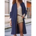 thumbnail image 2 of Women'S Long Cardigan Sweaters Chunky Open Front Oversized Slouchy Knit Fall Trendy Coatigan Jackets Navy Blue S, 2 of 5