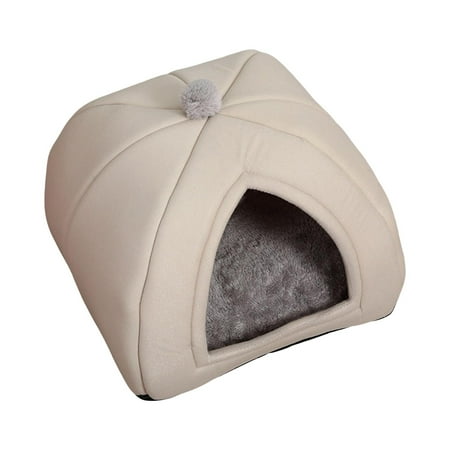 Cave Pet Bed Dog Tent Washable Nonslip Bottom Cat Warm House Cushion Blanket for S Gray