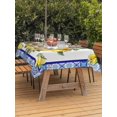 thumbnail image 3 of Outdoor Tablecloth with Umbrella Hole for Patio/Picnic/Party/Camping, Summer Lemons Waterproof Table Cloth Rectangle Table Cover Washable, Modern Yellow Fruit Flower Blue Ethnic Plaid (54"x 80"), 3 of 9