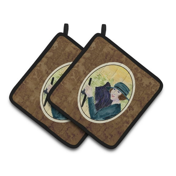 Carolines Treasures SS8549PTHD Lady driving with her Briard Pair of Pot Holders, 7.5HX7.5W, multicolor