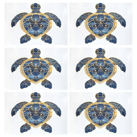 

Ryvnso Placemats Set of 6 Mandala Ethnic Turtle Dining Mats Heat-Resistant Non-Slip Washable Table Mat