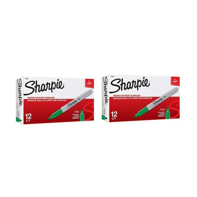 Rotuladores permanentes Sharpie Fine Point Green 24 unidades