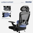 thumbnail image 3 of Nouhaus Ergonomic Mesh Office Chair Adjustable Lumbar Support and Flip-up Armrests High Back Headrest, Tilt Function Comfy Computer Gaming Chair Swivel Desk Chairs (Ergo Fit,Dark Black), 3 of 13