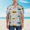 thumbnail image 4 of Balery Hello Print Men's Hawaiian Shirts Short Sleeve Beach Shirt Relaxed Fit Vacation Button Down Shirts-3X-Large, 4 of 9