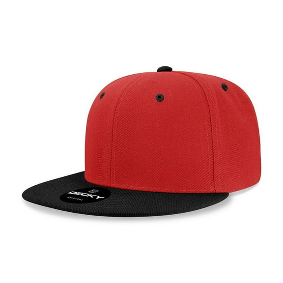 Decky 7011 Youth 6 Panel High Profile Structured Acrylic/Polyester Snapback Hat-Red/Black