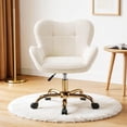 thumbnail image 7 of COOHUT Velvet Vanity Chair, Mackup Chair with Wheels, Comfy Swivel Modern Leisure Armchair for Girls Women, Small Office Chair Height Adjustable for Living Room, Bedroom, Offic, Beige, 7 of 7