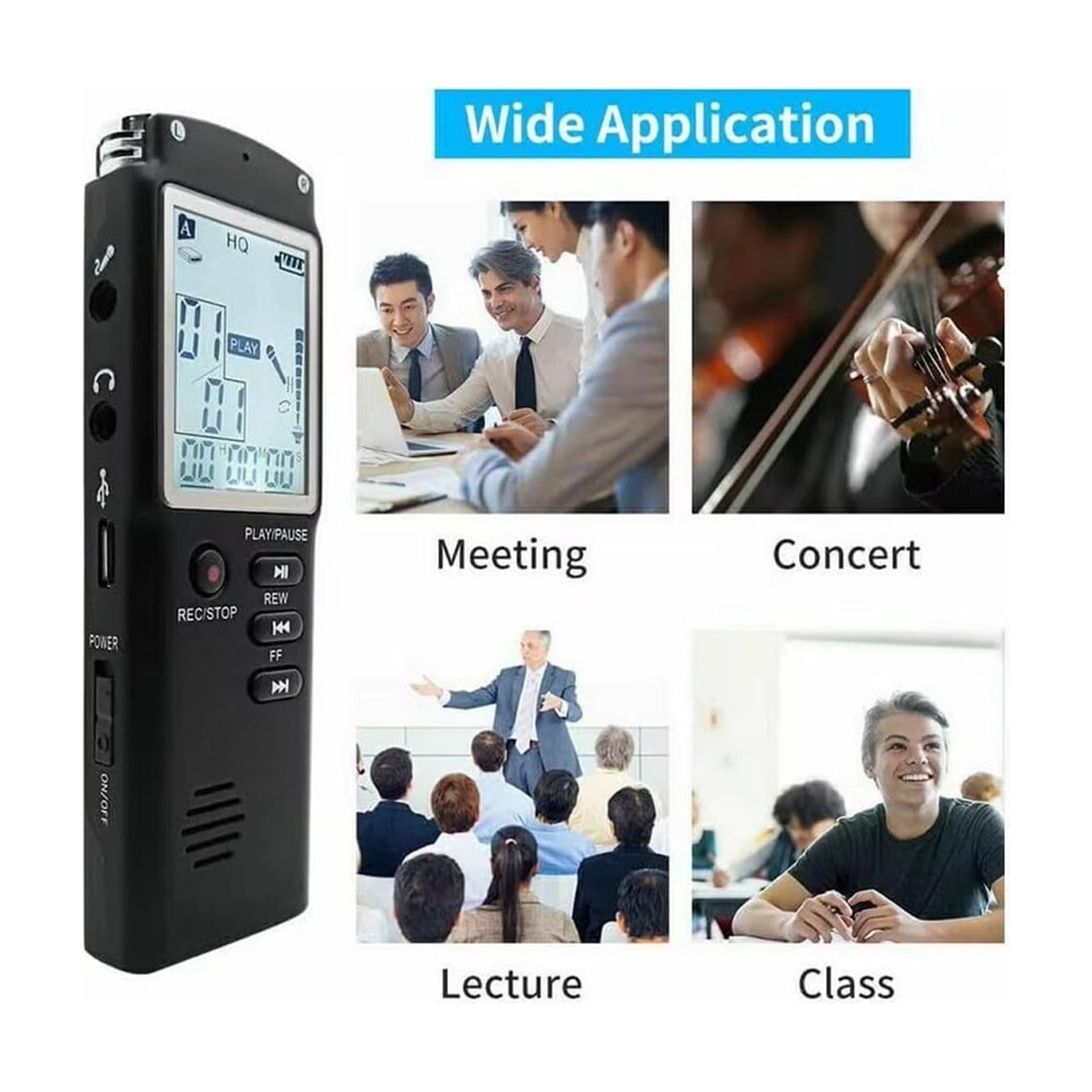 Voice Activated Recorder with Earphone & USB Charge Cable, Digital Voice Recorder with Playback ,Multi-Function