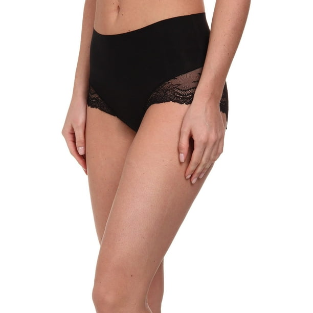Spanx Undie-tectable Lace Hi-Hipster Panty For Women - Elastic Free Edges  and Cotton Gusset, Light Body Hug Fit Comfortable Panty Black LG One Size