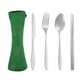 thumbnail image 1 of XmhyTop Vajilla de viaje portátil con estuche, juego de utensilios portátiles reutilizables de acero inoxidable con estuche, juego de cubiertos de viaje con estuche, color verde, 1 of 5