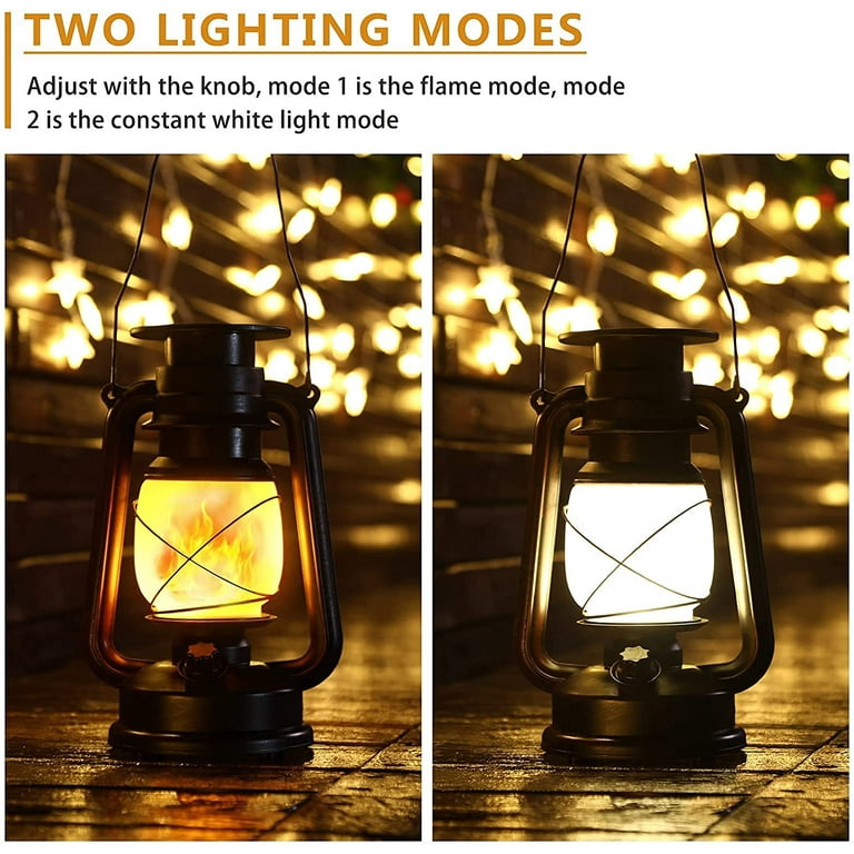 SONSIEN 2 Pack LED Vintage Lantern Battery Operated Flickering