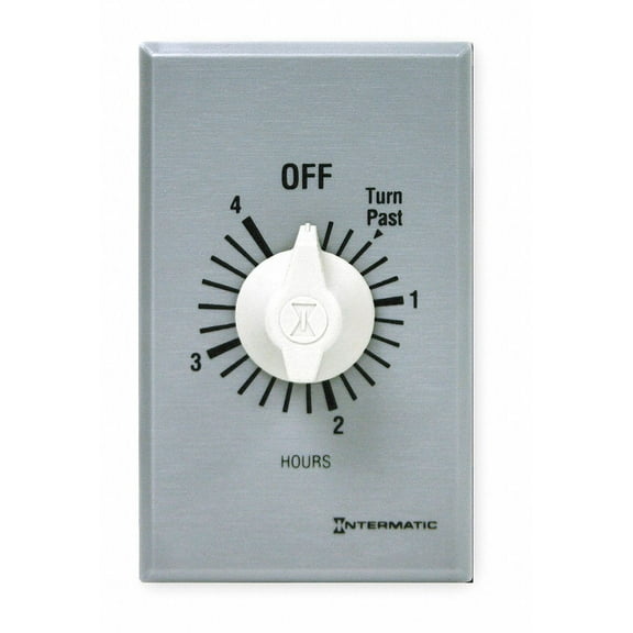 Intermatic FF4H Spring Wound Countdown Timer, Commercial, 125-277 VAC, 50/60 Hz, SPST, 4 Hour Max, Without Hold, Silver