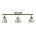 thumbnail image 3 of 3-Light Semi-Flush Track Light in Aged Brass with Black Shade, 3 of 7