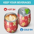 thumbnail image 4 of 12oz Stemless Wine Tumblers Red Christmas Gingerbread Man Pattern Vacuum Insulated Stainless Steel Travel Tumbler Cups Mug with Lid and Straw for Champaign,Cocktail,Beer with Cleaning Brush, 4 of 5