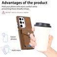 thumbnail image 4 of Decase Wallet Case for Samsung Galaxy S22, Luxury Shockproof Magnetic PU Leather Credit Card Slot with Built-in 360° Rotation Ring Holder Stand Protective Case, brown, 4 of 8