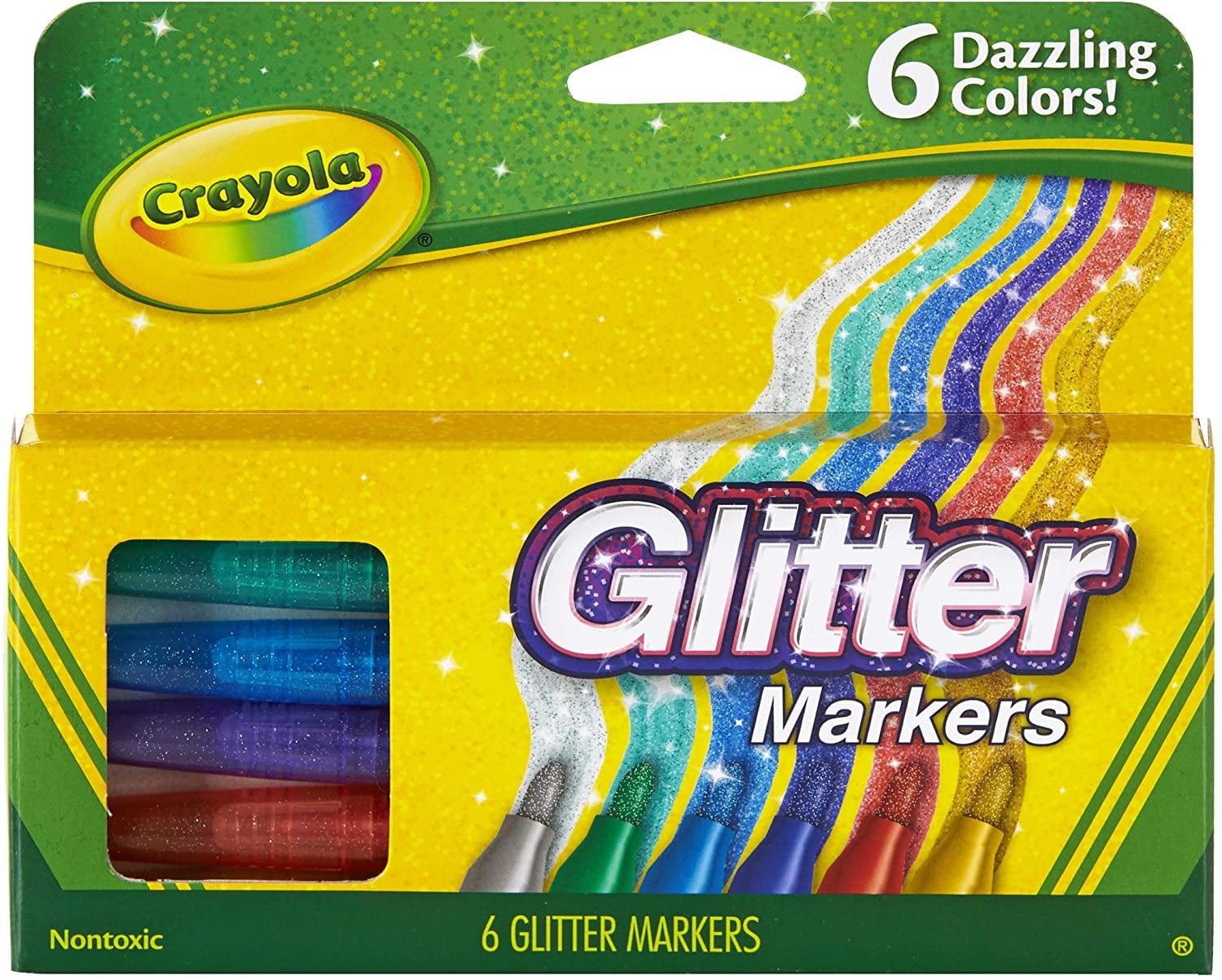 Crayola Glitter Markers, 6 Count (Glitter Markers And Metallic Markers)
