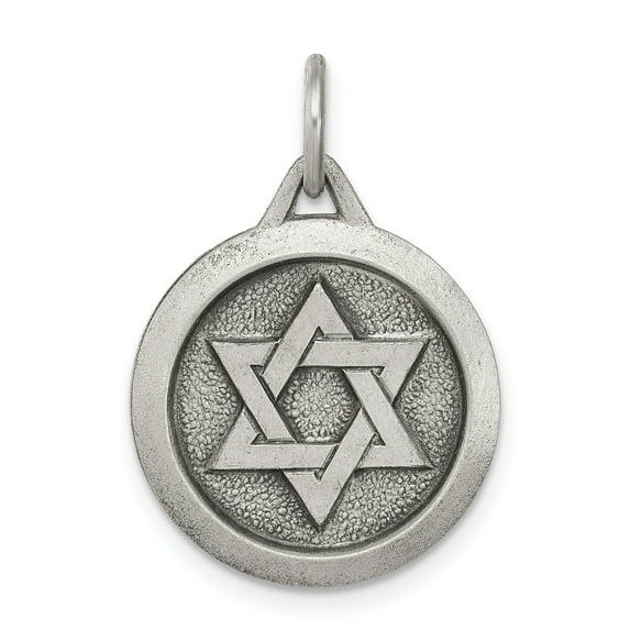 Beautiful Sterling Silver Antiqued Star of David Medal