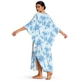 thumbnail image 2 of SEANATIVE Caftans for Women Beach Cover Up Swimsuit Coverups Swimwear Kaftan Dresses Long Caftans Plus Size Batwing Sleeve Swimsuit Coverup V Neck Summer Beach Dress, Blue Floral Palm Tree, 2 of 7