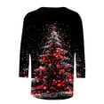 thumbnail image 5 of 2026 ! asdoklhq Plus Size Christmas Clothing, Women's Fashion Tees Casual Crewneck 3/4 Sleeve Loose T Shirt Ladies Tops Blouses Shirts, 5 of 5