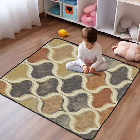 WOBOGO Retro Carpet Baby Playmats Extra Large Waterproof Rollable Activity Pads for Toddlers 50×50inch