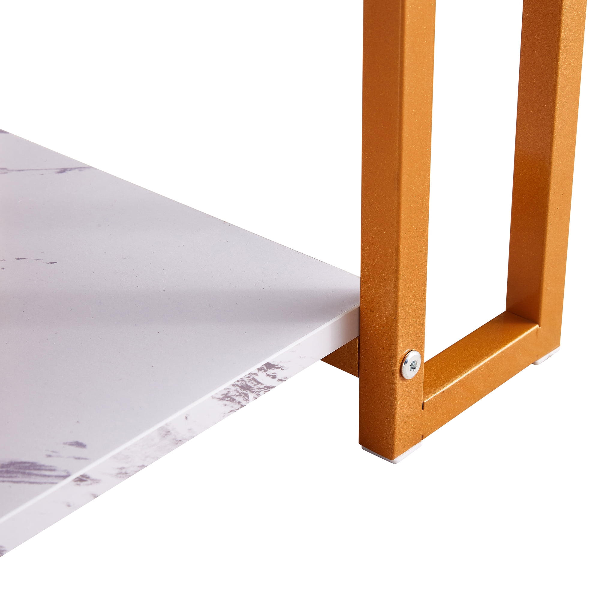 Lowestbest Coffee Table, 2 Layers, Thick Marble MDF Rectangle Tabletop Iron Coffee Table, for Dining Room, Coffee Shop, Restaurant(White Top, Gold Leg) Lowestbest Coffee Table, 2 Layers, Thick Marble MDF Rectangle Tabletop Iron Coffee Table, for Dining Room, Coffee Shop, Restaurant(White Top, Gold Leg)