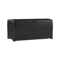 thumbnail image 1 of Suncast 99 gal Resin Wicker Deck Box – Outdoor Patio/Deck Storage, Black, 1 of 5