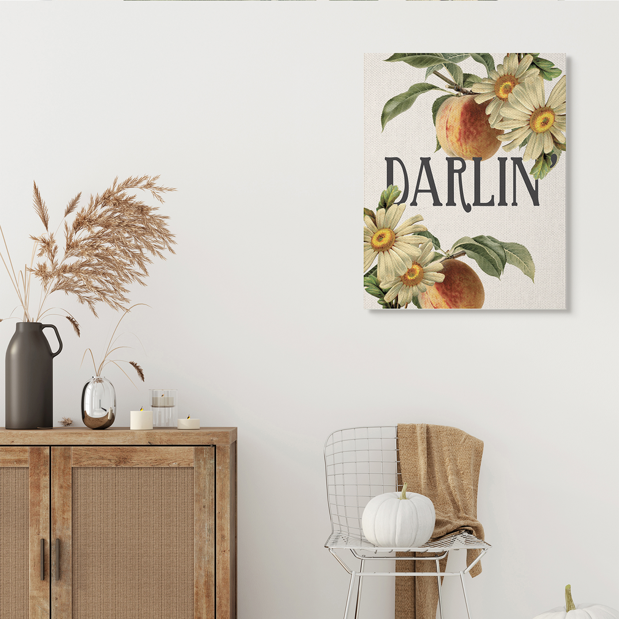 Stupell Industries Darlin' Southern Phrase Vintage Peach Tree Typography Painting Gallery Wrapped Canvas Art Print Wall Art, 30 x 40