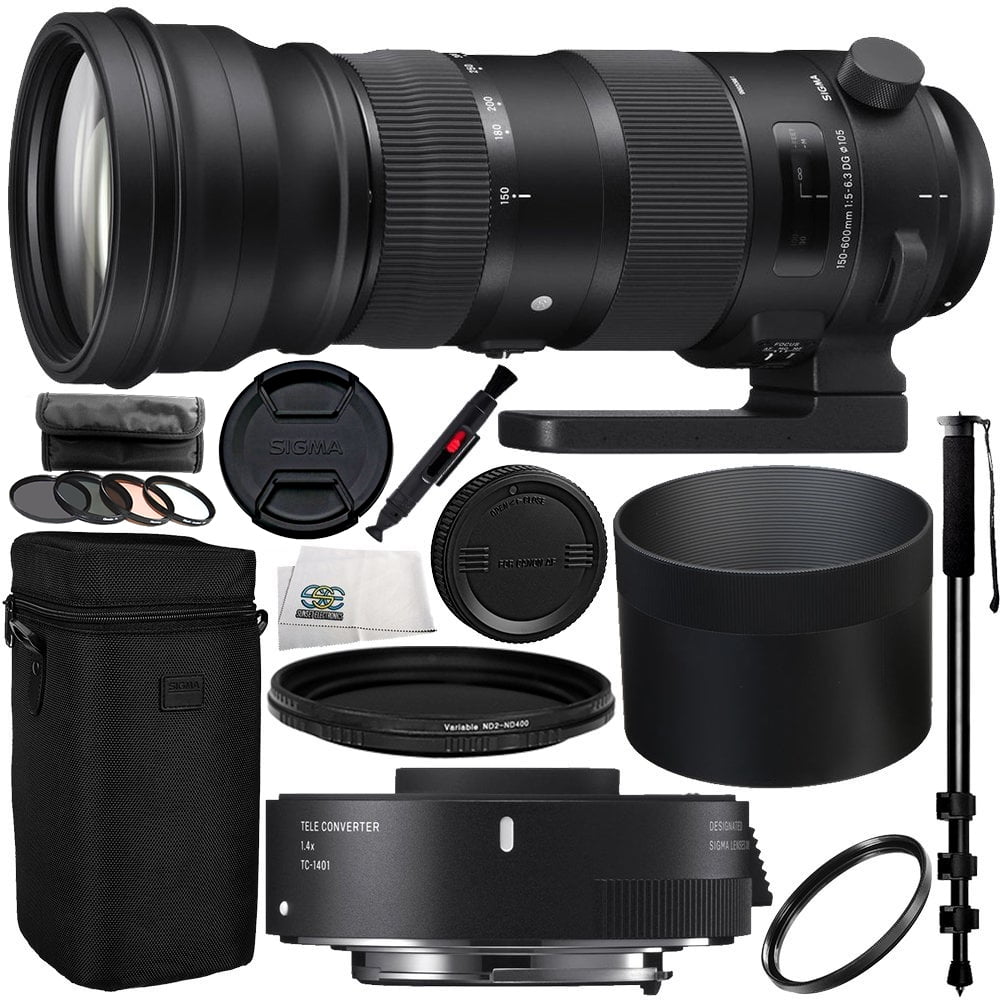 Sigma 150 600mm F 5 6 3 Dg Os Hsm Sports Lens For Nikon F 11pc Accessory Kit Includes Sigma Tc 1401 1 4x Teleconverter 4pc Professional Filter Kit More Walmart Com Walmart Com